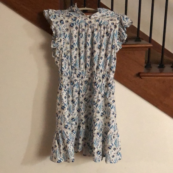 White Ruffle Dress with Blue Flowers. - Picture 5 of 5